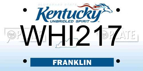 WHI217 Kentucky License Plate