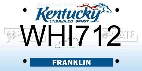 WHI712 Kentucky License Plate
