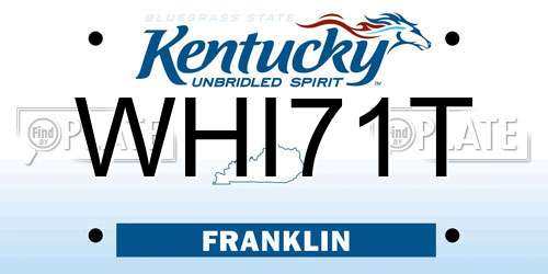 WHI71T Kentucky License Plate