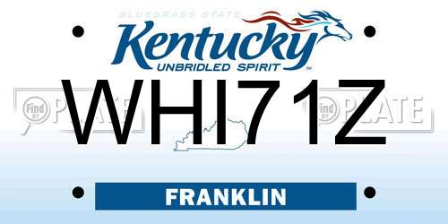 WHI71Z Kentucky License Plate
