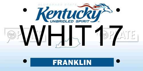 WHIT17 Kentucky License Plate