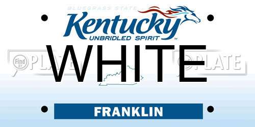 WHITE Kentucky License Plate