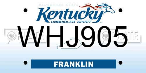 WHJ905 Kentucky License Plate