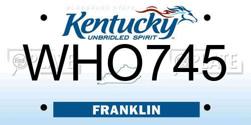 WHO745 Kentucky License Plate