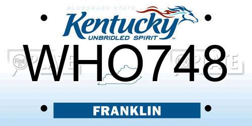 WHO748 Kentucky License Plate
