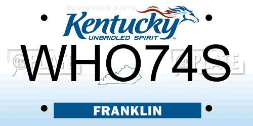 WHO74S Kentucky License Plate