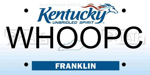 WHOOPC Kentucky License Plate