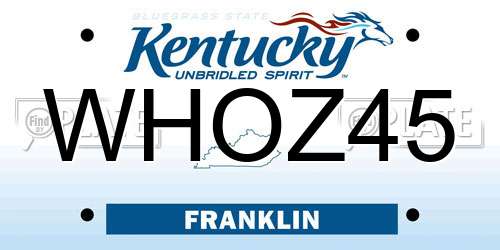 WHOZ45 Kentucky License Plate