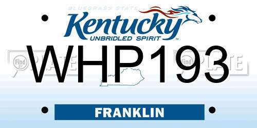 WHP193 Kentucky License Plate
