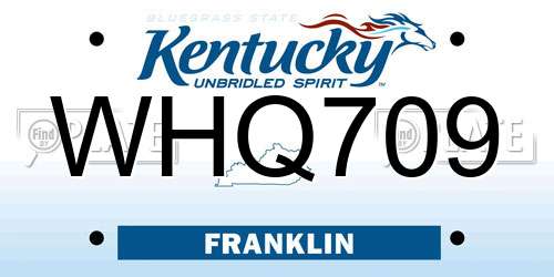 WHQ709 Kentucky License Plate
