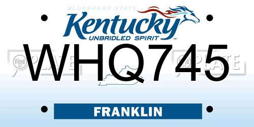WHQ745 Kentucky License Plate