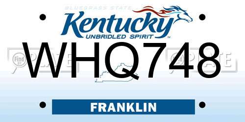 WHQ748 Kentucky License Plate