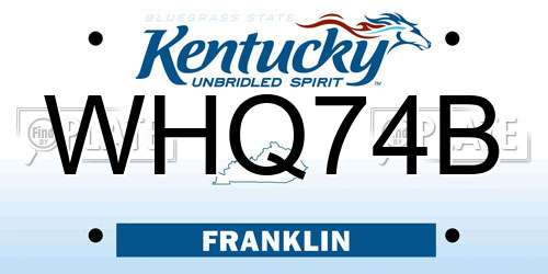 WHQ74B Kentucky License Plate