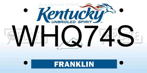 WHQ74S Kentucky License Plate