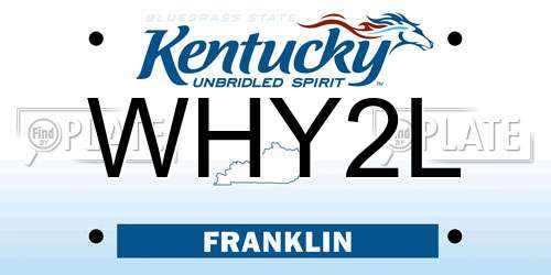 WHY2L Kentucky License Plate