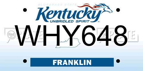 WHY648 Kentucky License Plate