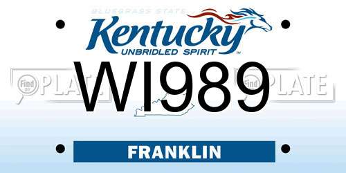 WI989 Kentucky License Plate