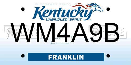 WM4A9B Kentucky License Plate