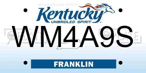 WM4A9S Kentucky License Plate