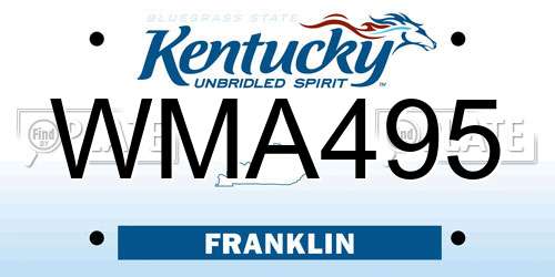 WMA495 Kentucky License Plate