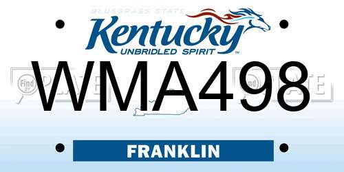 WMA498 Kentucky License Plate