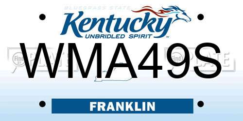 WMA49S Kentucky License Plate