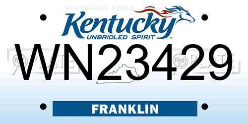 WN23429 Kentucky License Plate