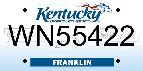WN55422 Kentucky License Plate