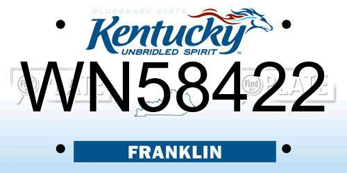 WN58422 Kentucky License Plate