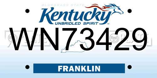 WN73429 Kentucky License Plate