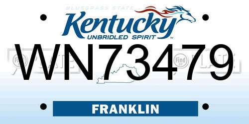 WN73479 Kentucky License Plate