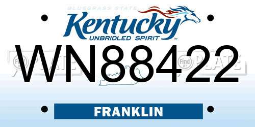 WN88422 Kentucky License Plate