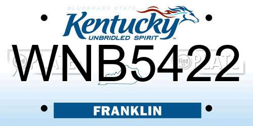 WNB5422 Kentucky License Plate