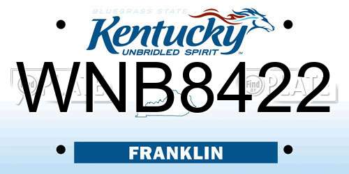 WNB8422 Kentucky License Plate