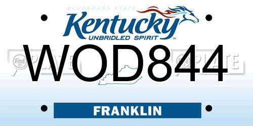 WOD844 Kentucky License Plate