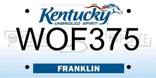 WOF375 Kentucky License Plate