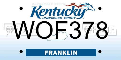 WOF378 Kentucky License Plate