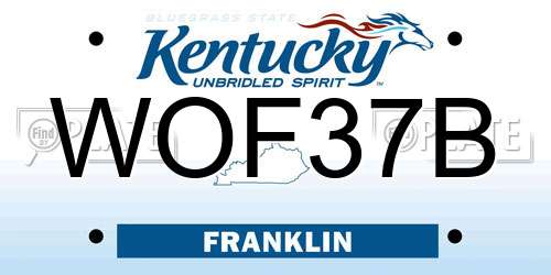 WOF37B Kentucky License Plate