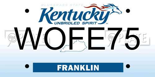 WOFE75 Kentucky License Plate