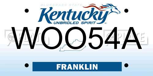 WOO54A Kentucky License Plate