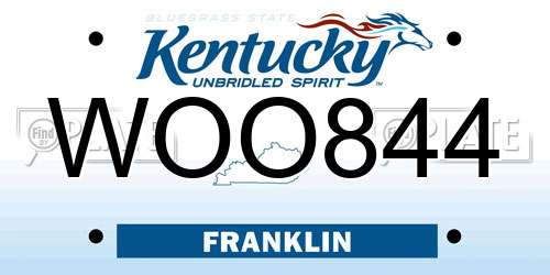 WOO844 Kentucky License Plate