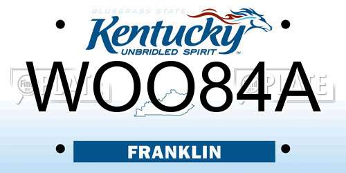 WOO84A Kentucky License Plate