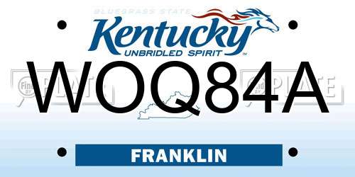 WOQ84A Kentucky License Plate