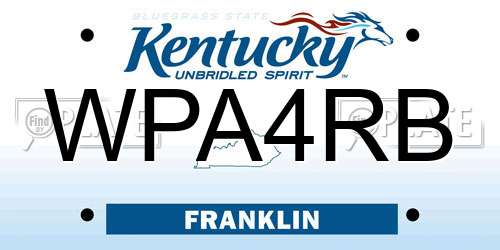 WPA4RB Kentucky License Plate