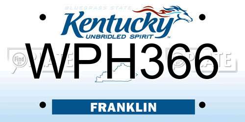 WPH366 Kentucky License Plate