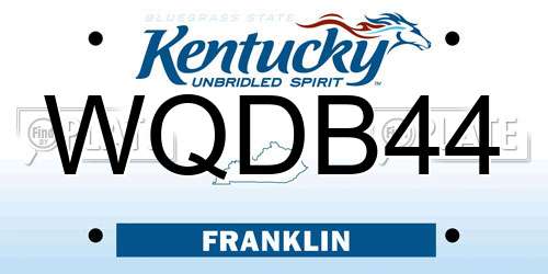 WQDB44 Kentucky License Plate