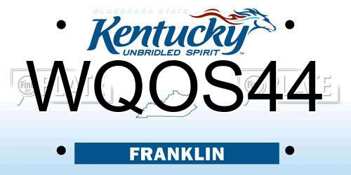 WQOS44 Kentucky License Plate
