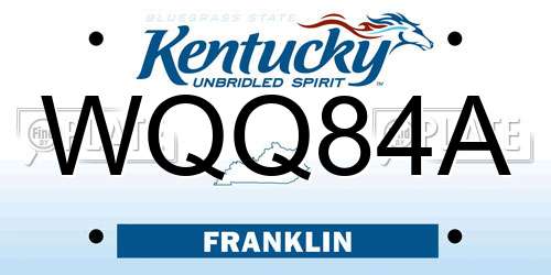 WQQ84A Kentucky License Plate