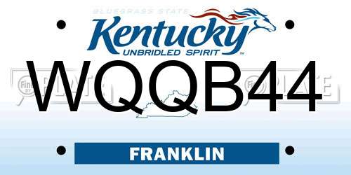 WQQB44 Kentucky License Plate