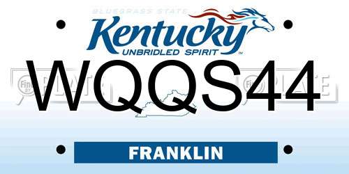 WQQS44 Kentucky License Plate